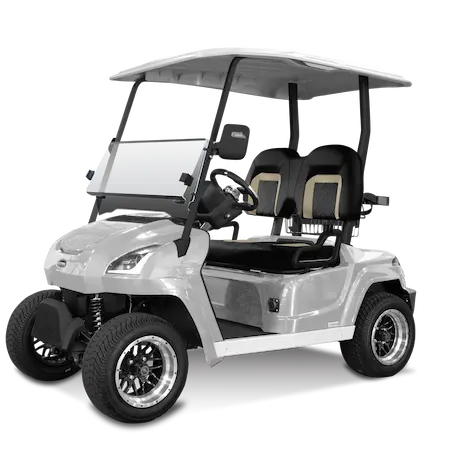 Light metallic golf cart with two seats